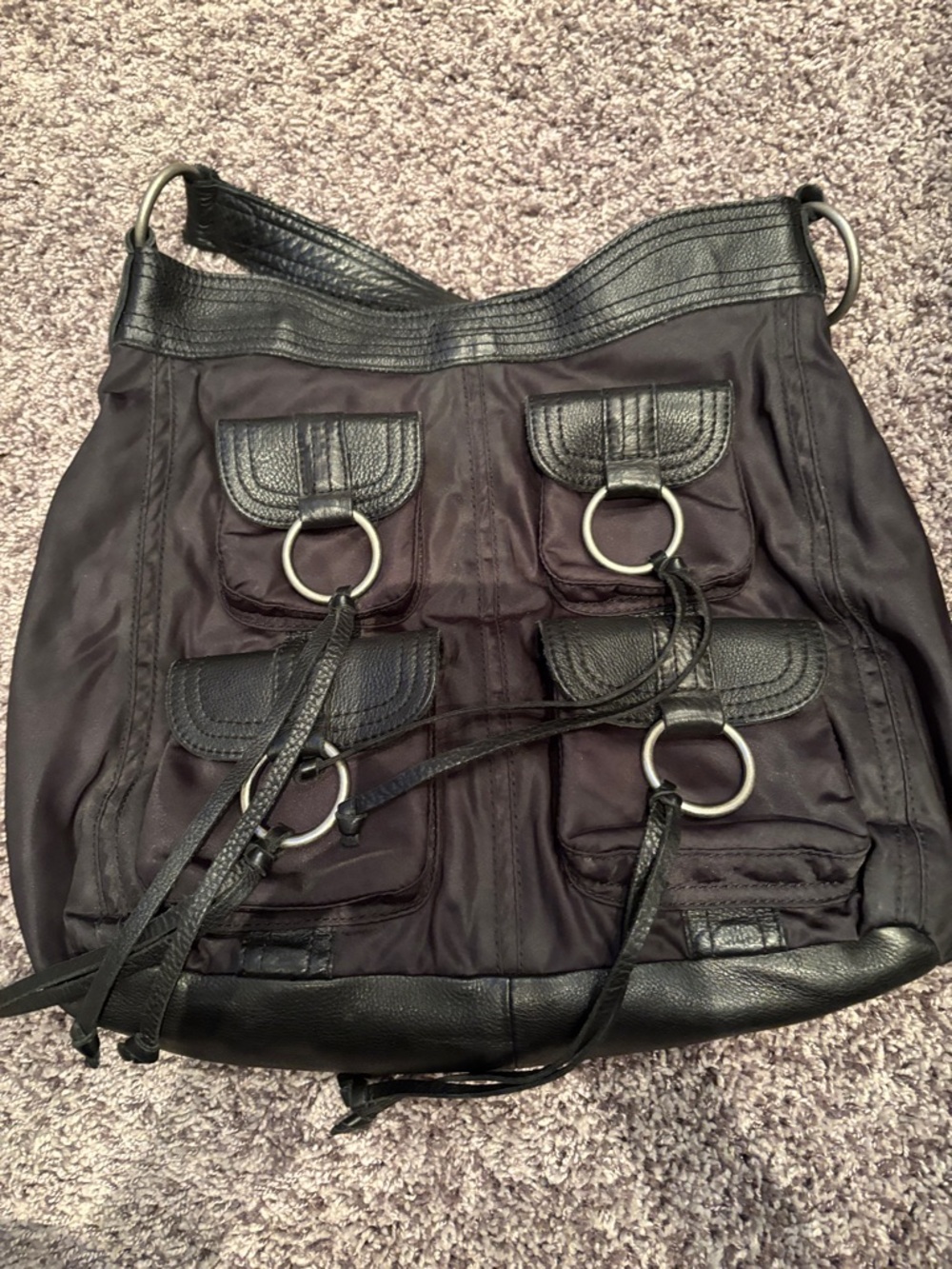 Banana Republic Black Shoulder Bag with Ring Accents